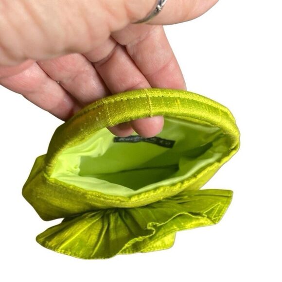 Vintage 1990's Rachel & Co Handbag Green Flower Small Cloth Purse Magnet Clasp - Picture 4 of 5